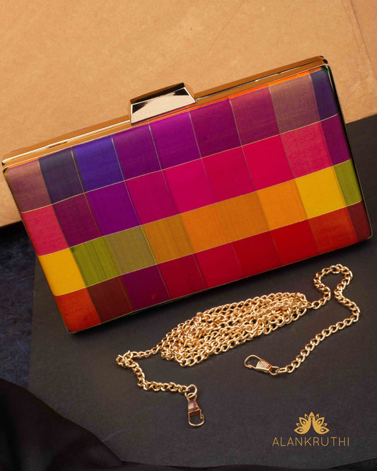 Tanjore Painted Pure Silk Clutch Bag