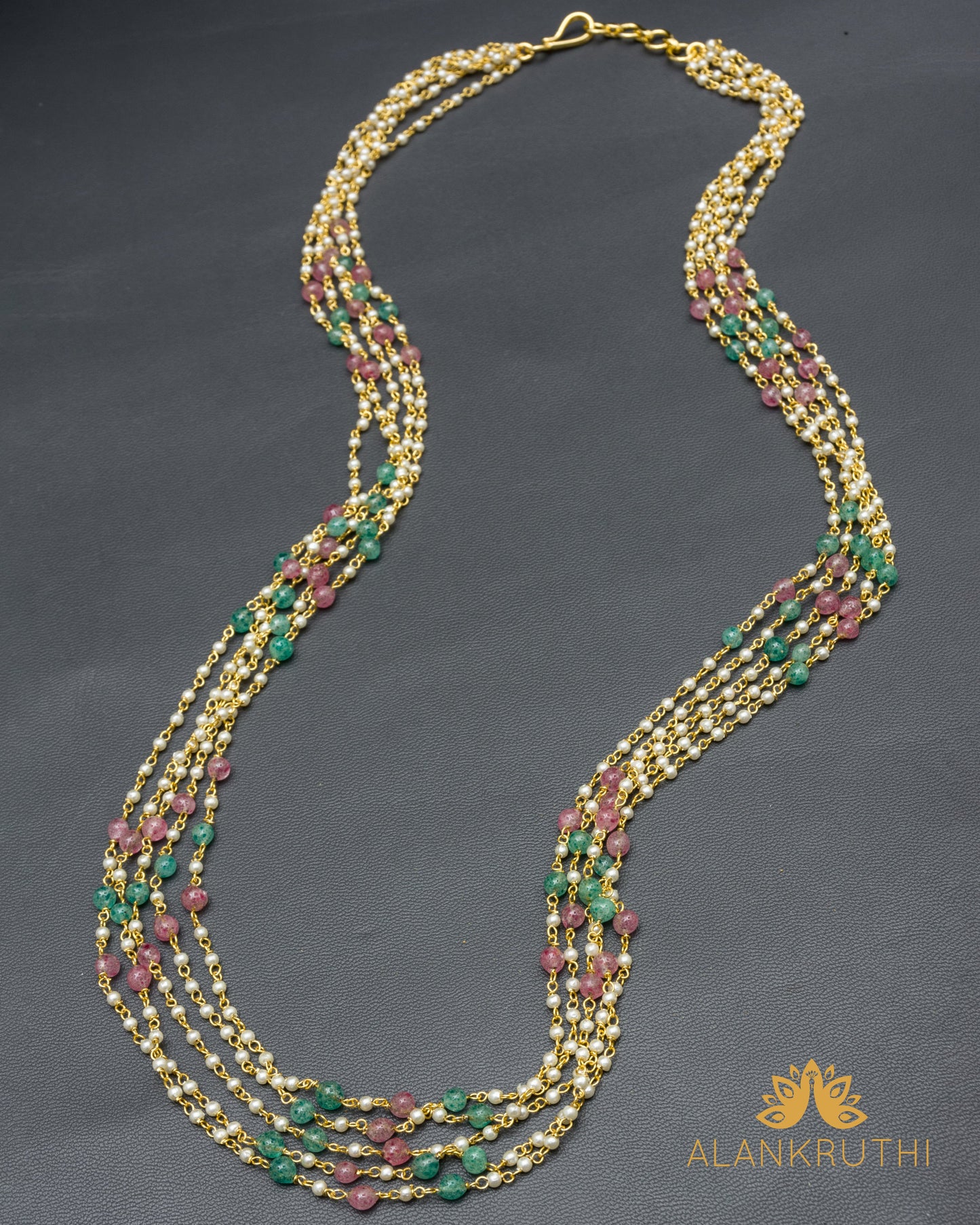 5 Layered Multicolor Pearl Chain