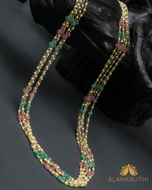 5 Layered Multicolor Pearl Chain