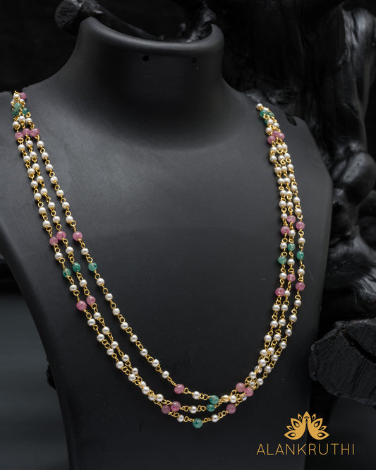 3 Layered Multicolor Pearl Mala
