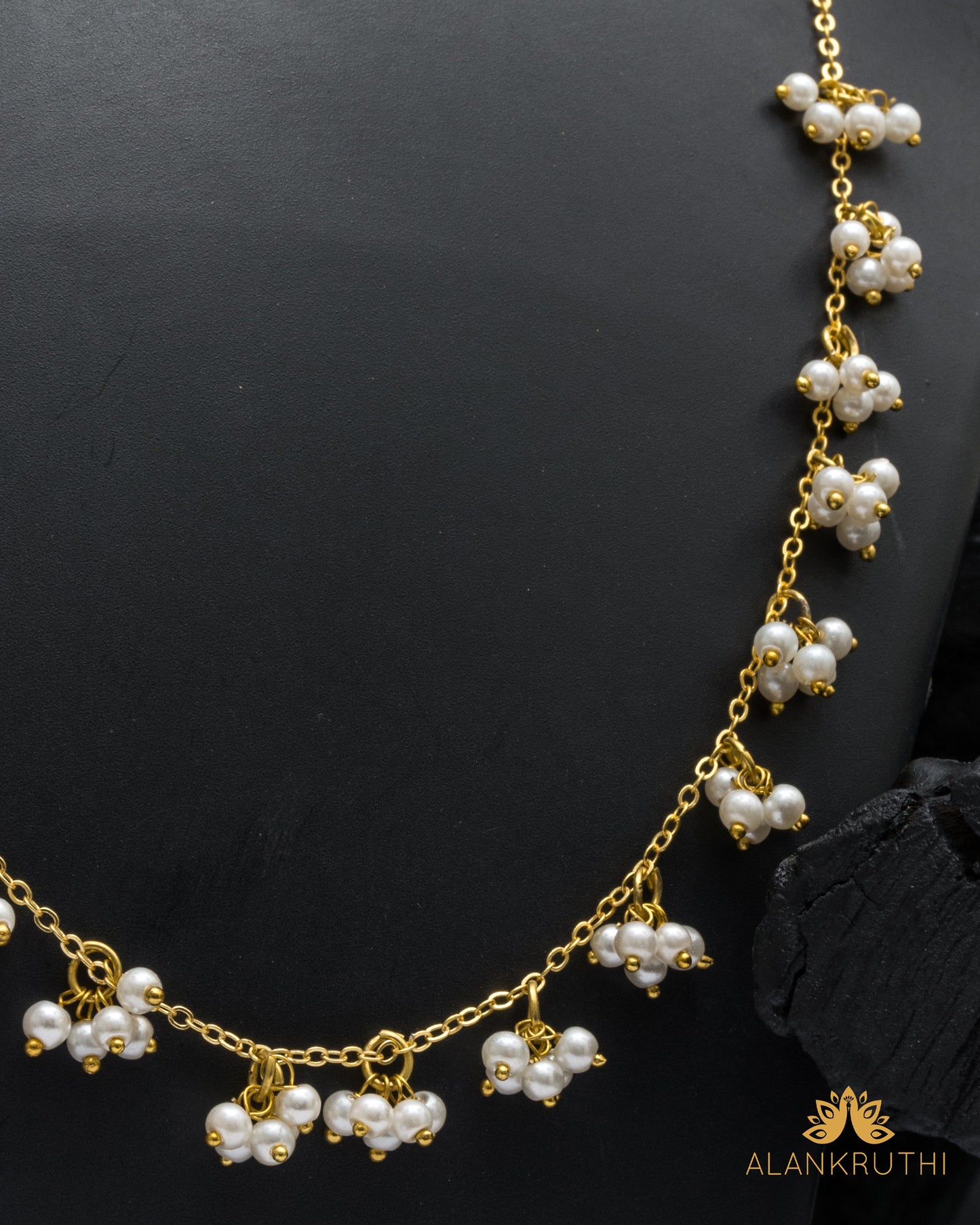 Simple Ghungroo White Pearl Chain