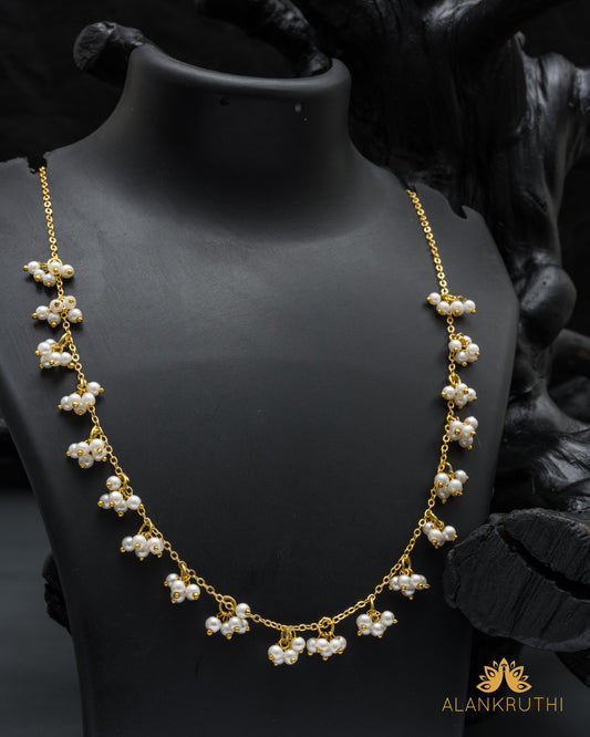 Simple Ghungroo White Pearl Chain