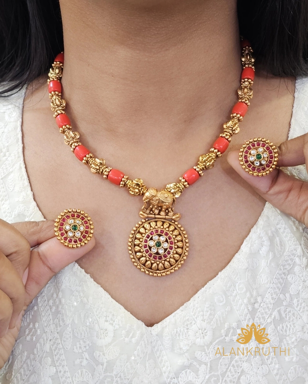 Antique Coral Mala Set