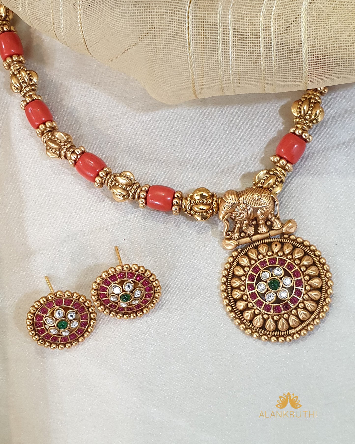 Antique Coral Mala Set
