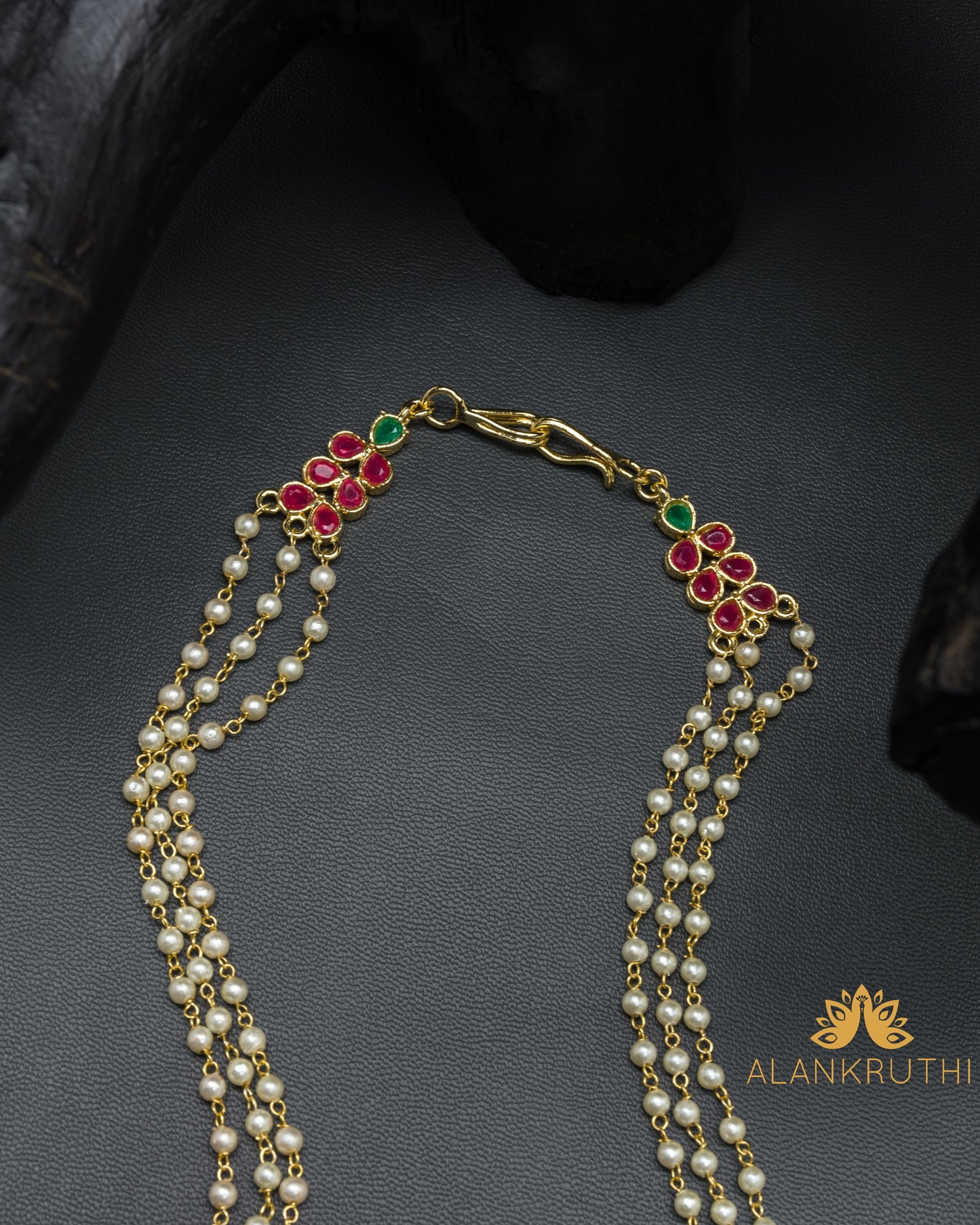 3 Layered Pearl Mattal Ear Chain