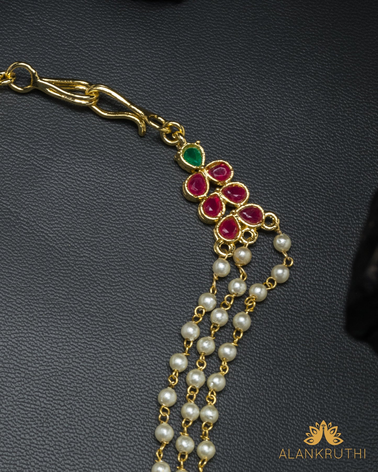 3 Layered Pearl Mattal Ear Chain