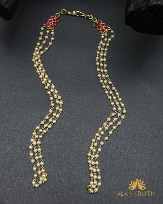 3 Layered Pearl Mattal Ear Chain