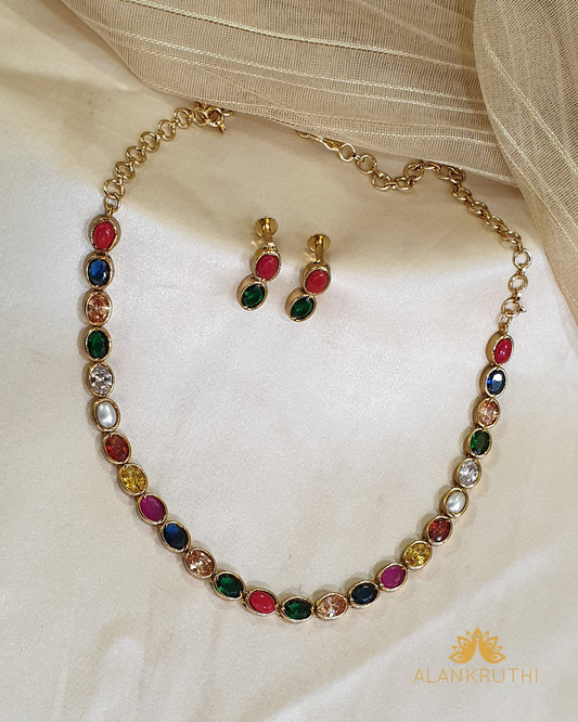Navaratan Necklace Set