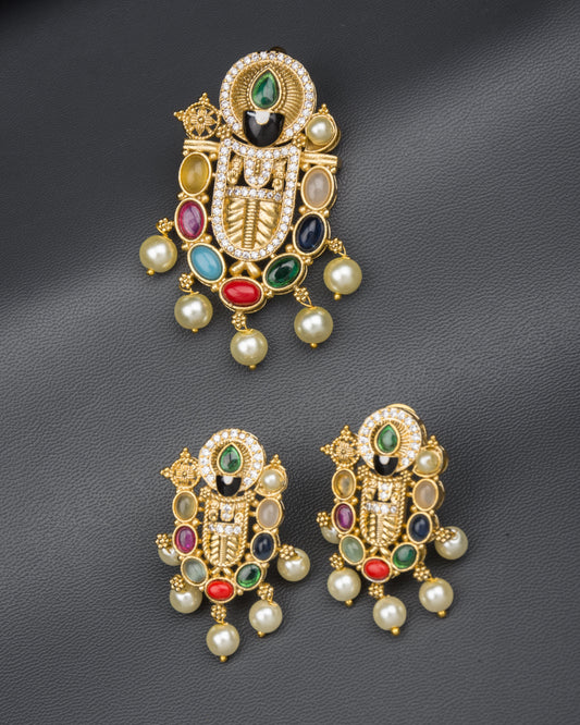 Cz Antique Pendant Set