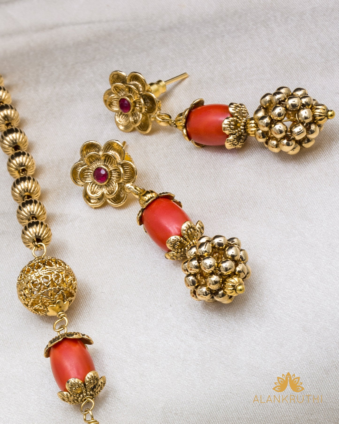 Antique Coral Mala Set