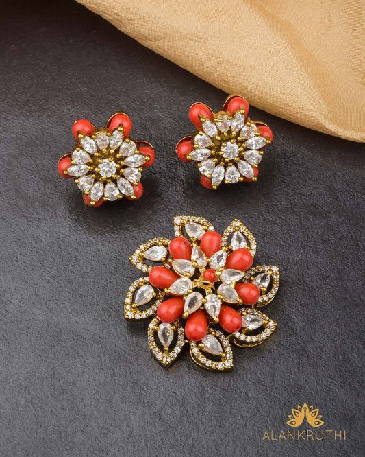 Cz Antique Pendant Set