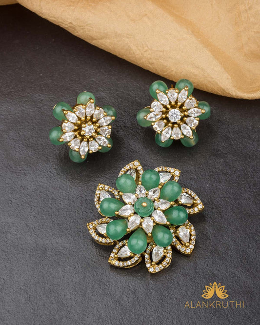 Cz Antique Pendant Set