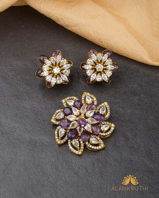 Cz Antique Pendant Set