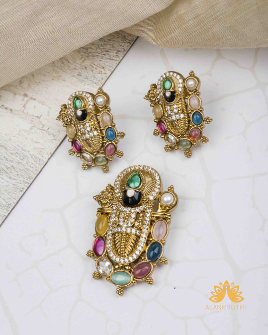 Ad Stone Balaji Pendant Set