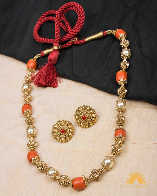 Antique Coral Necklace Set