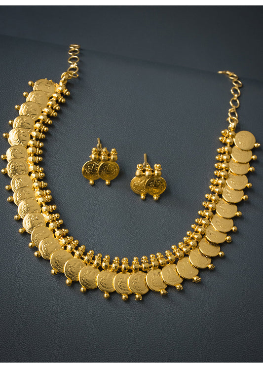 Antique Laxmi Coin Gold Plated Necklace Set