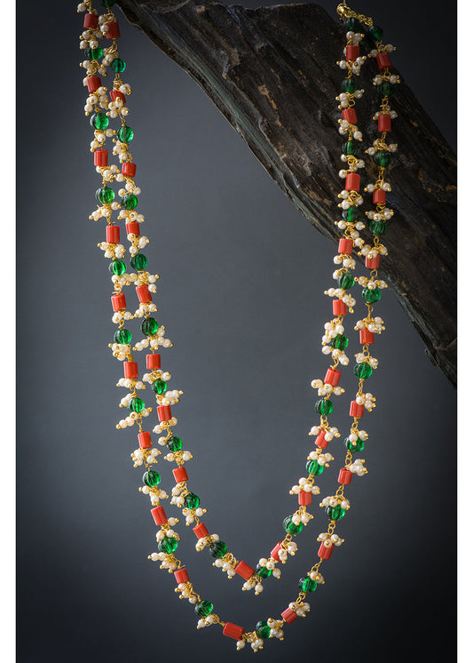 Two Layered Multi Colored Exclusive Mala 20 Inches