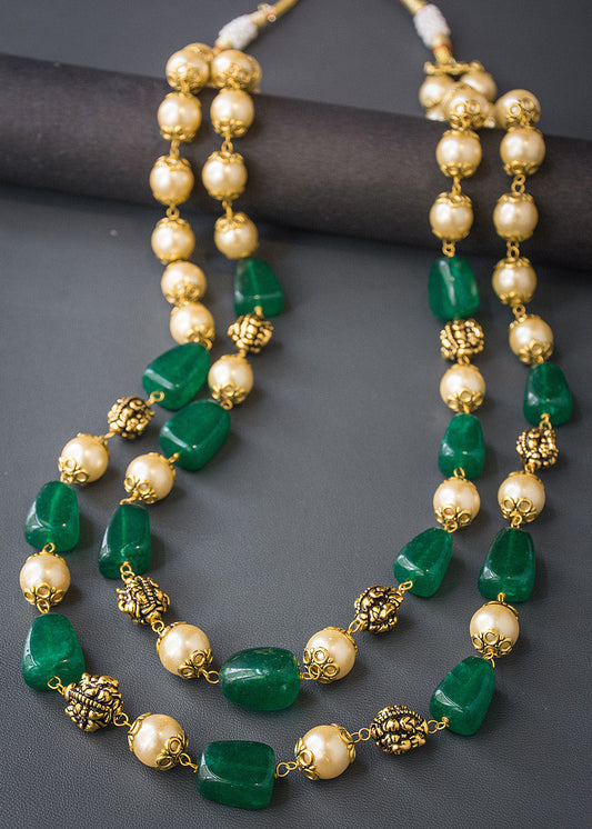 Two Layered Green Exclusive Mala 22 Inches