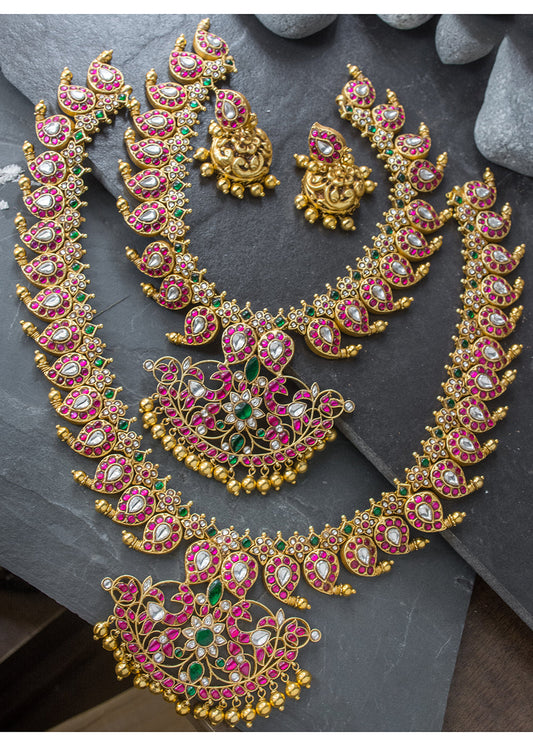 Antique Jadau Combo Multi Stone Necklace Set