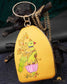 Tanjore Painted Pure Yellow Silk Clutch Bag
