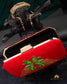 Tanjore Painted Pure Red Silk Clutch Bag