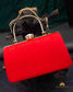 Tanjore Painted Pure Red Silk Clutch Bag