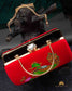 Tanjore Painted Pure Red Silk Clutch Bag
