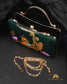 Tanjore Painted Pure Green Silk Clutch Bag