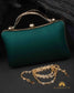 Tanjore Painted Pure Green Silk Clutch Bag