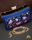 Tanjore Painted Pure Blue Silk Clutch Bag