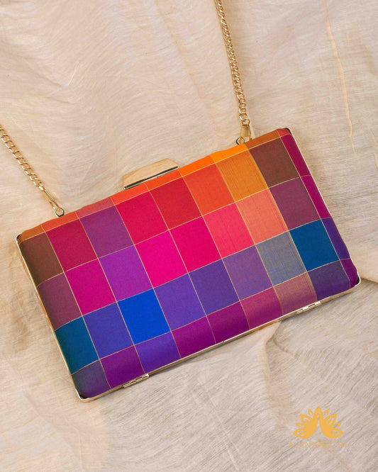 Tanjore Painted Pure Silk Clutch Bag