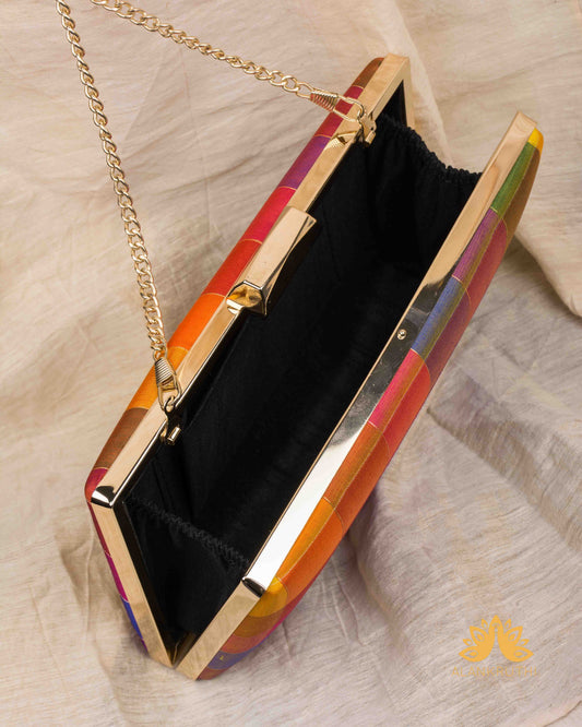 Tanjore Painted Pure Silk Clutch Bag