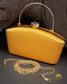 Tanjore Painted Pure Yellow Silk Clutch Bag