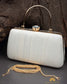 Tanjore Painted Pure White Silk Clutch Bag
