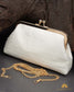 Tanjore Painted Pure White Silk Clutch Bag
