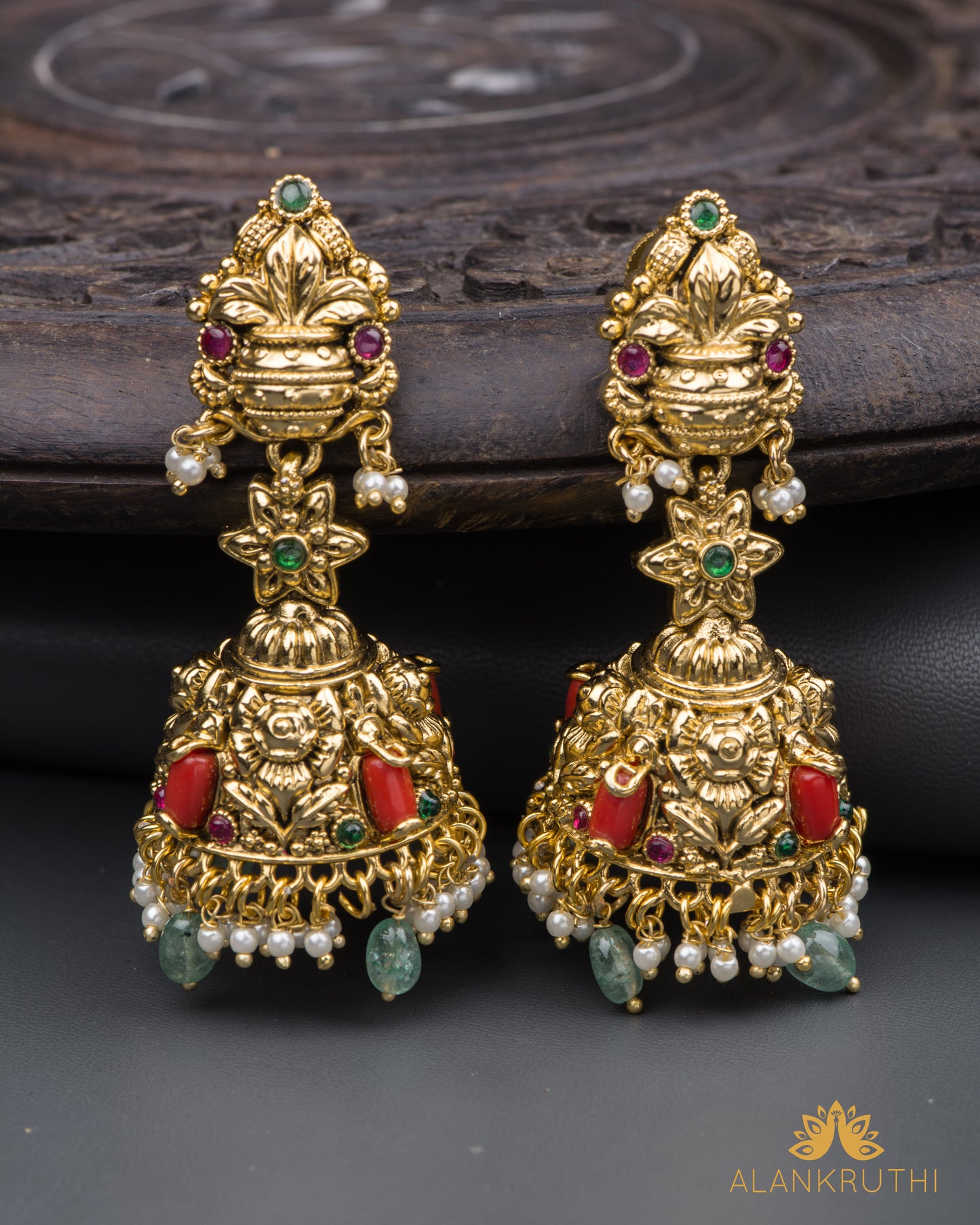 Antique Coral Jhumka