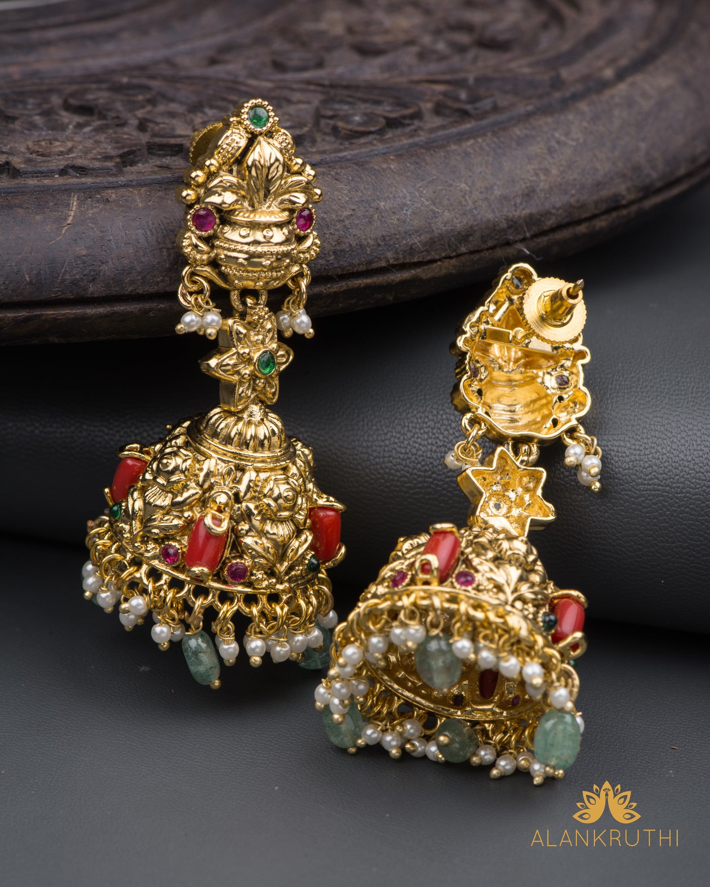 Antique Coral Jhumka