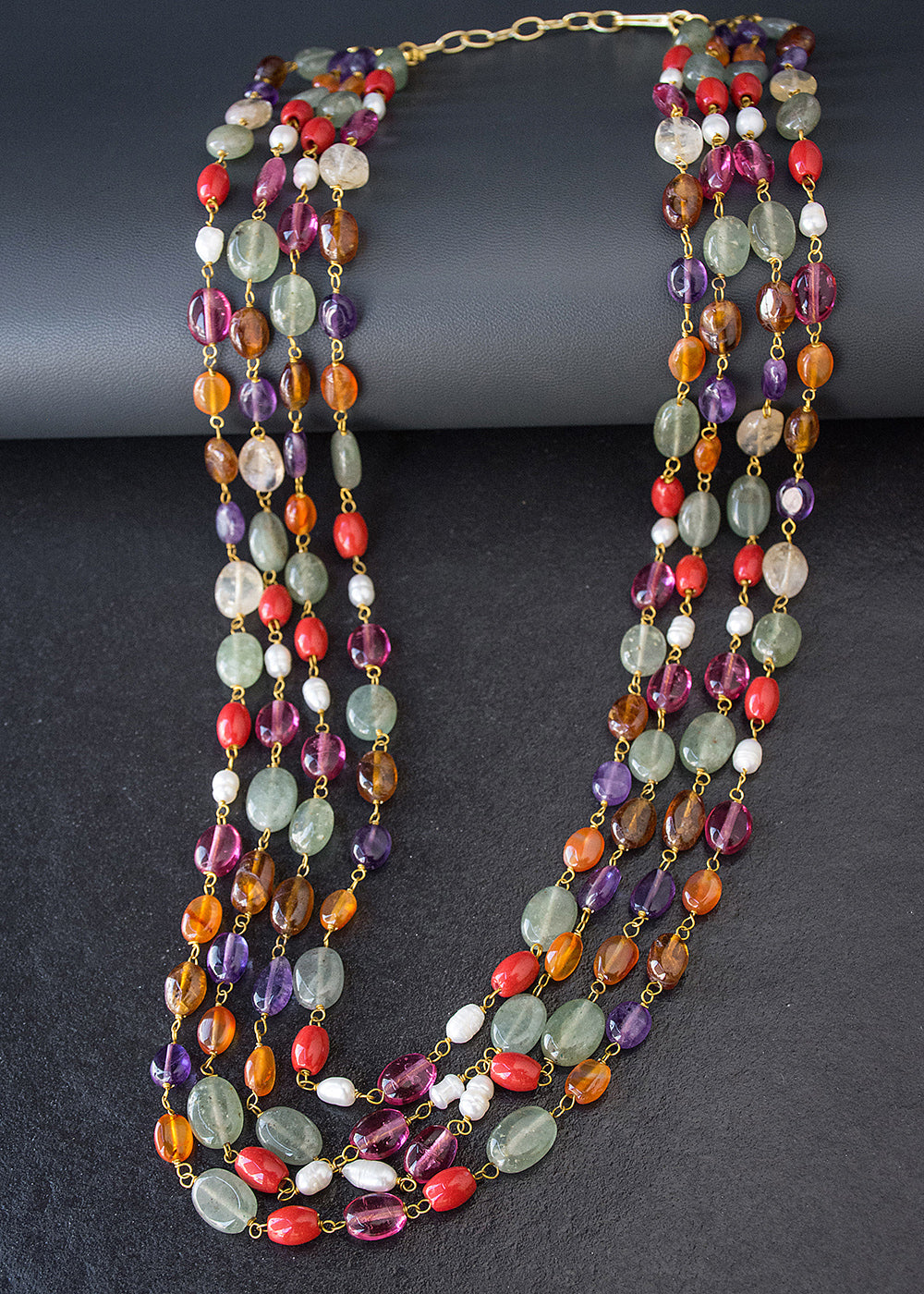 Four Layered Multi Colored Exclusive Mala 24 Inches