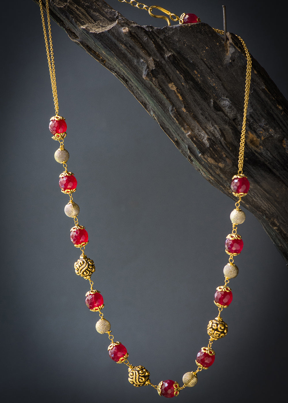 Ruby Gold Exclusive Mala 18 Inches