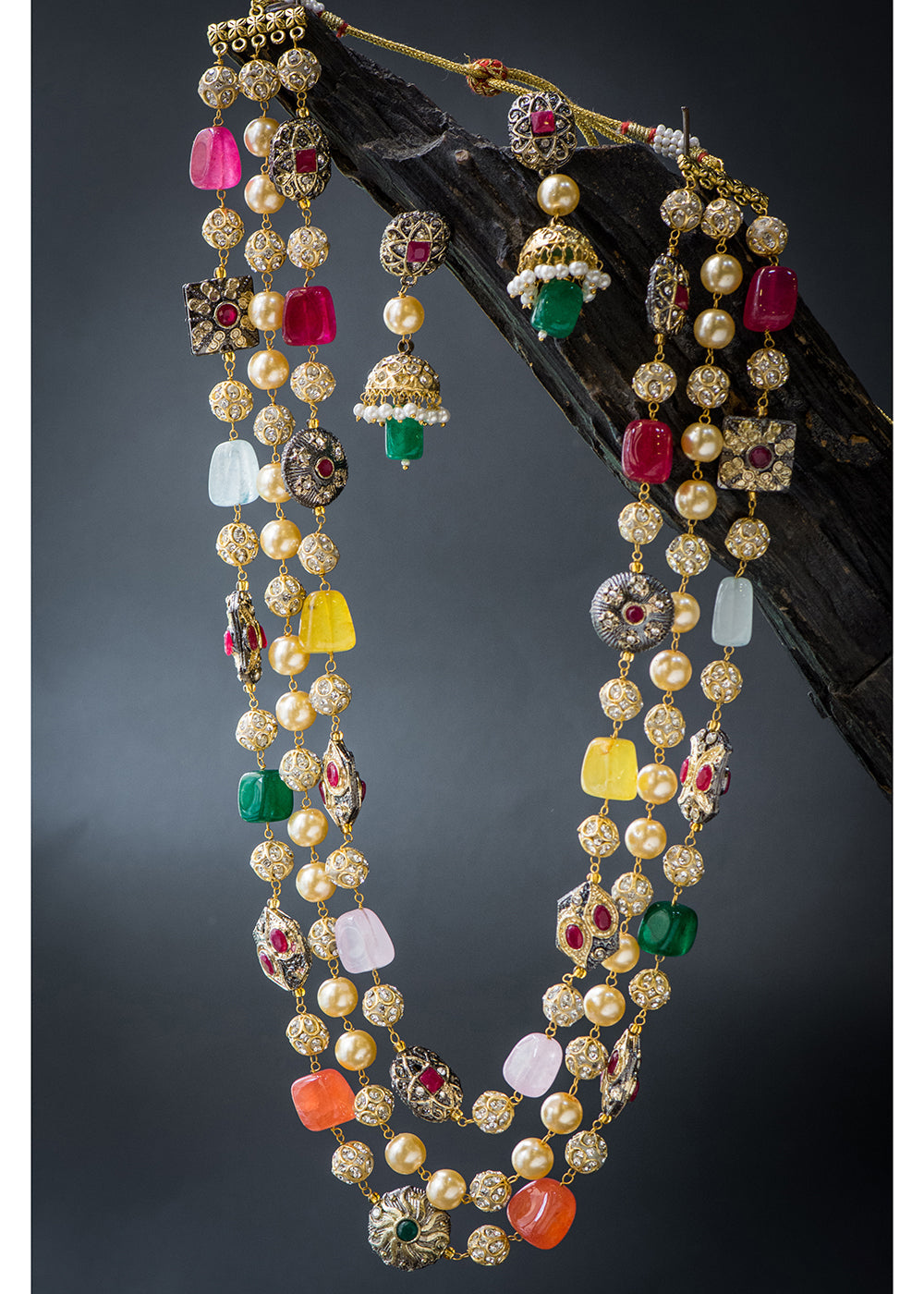 Three Layered Navarathan Exclusive Mala Set 22 Inches