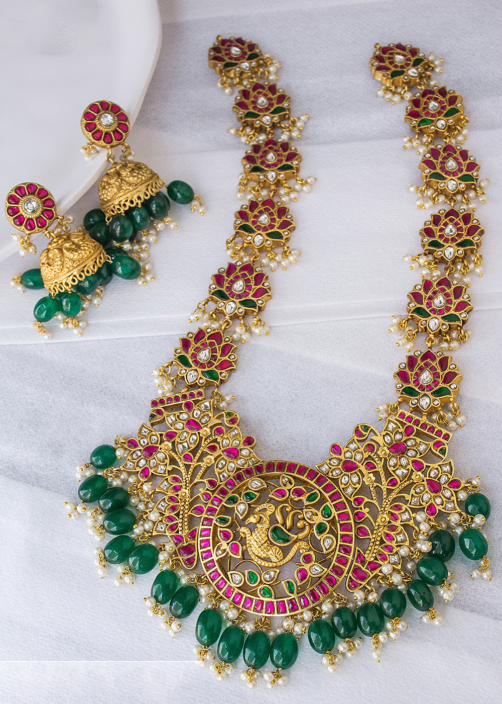 Antique Jadau Multi Stone Long Hara Set