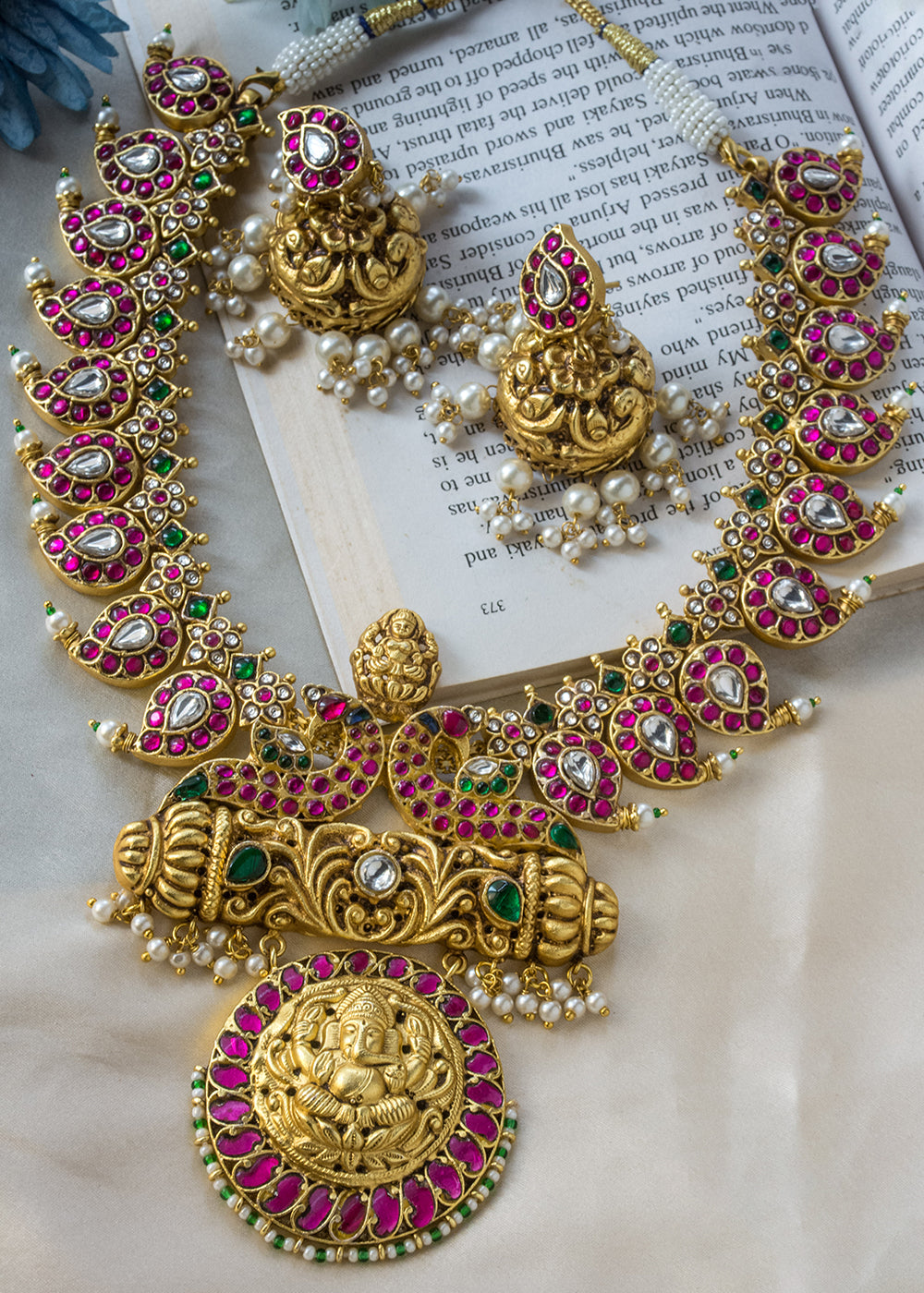 Antique Jadau Multi Color Necklace Set