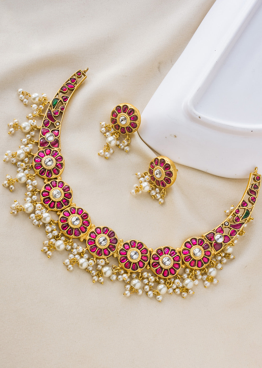 Antique Jadau Ruby Necklace Set