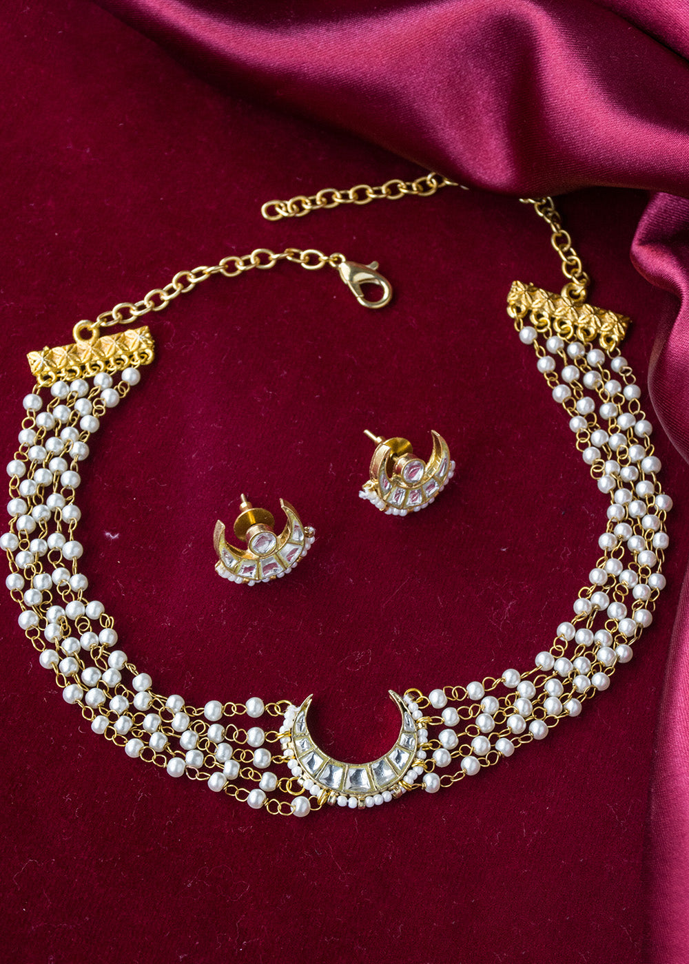 Antique Jadau White Stone Pearl Choker Set